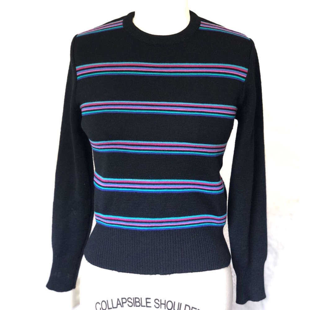 VINTAGE 80s Meister Striped Ski New Wool Sweater